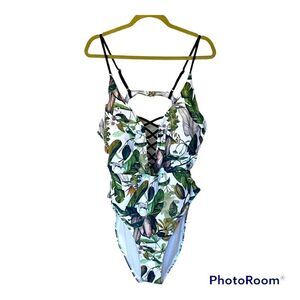 Women's One Piece Plus Size Leaf Design Swimsuit